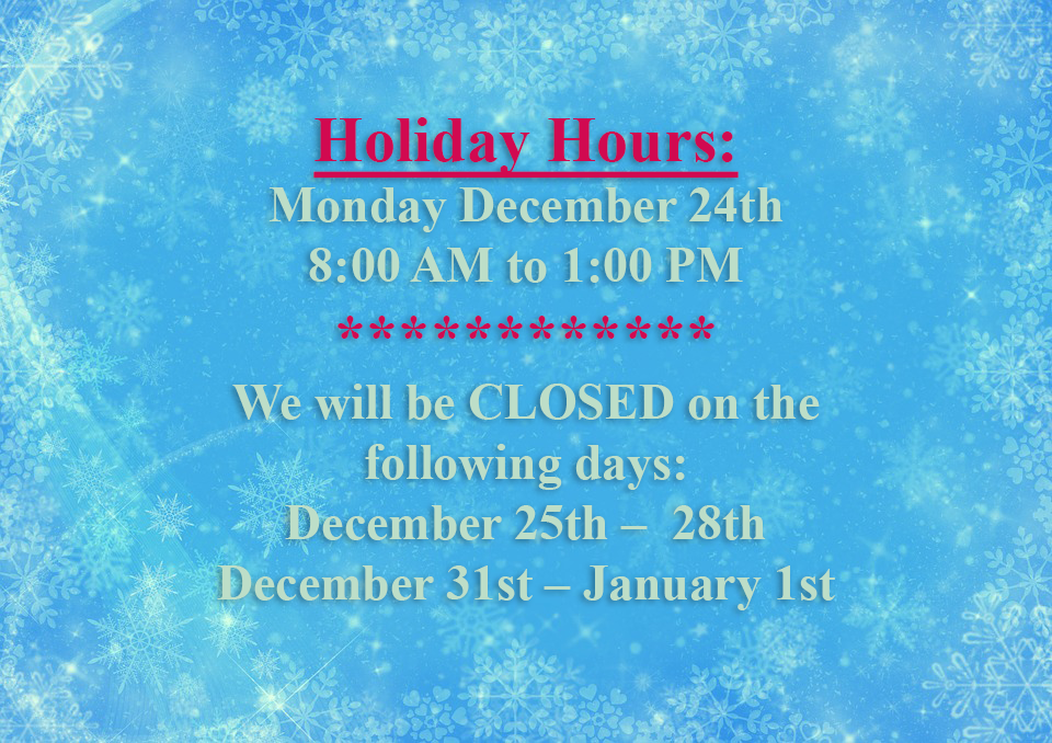 AOCBV's Holiday Hours Arthritis & Osteoporosis Clinic of Brazos Valley